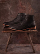 Immaculate Vegan - V.GAN Wheat 2 Men's Vegan Leather Brogue Boots | Black