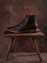 Immaculate Vegan - V.GAN Wheat 2 Men's Vegan Leather Brogue Boots | Black