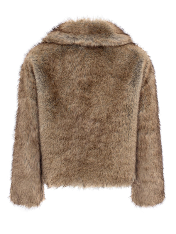 Issy London Sienna brown tipped wide lapel Vegan Jacket
