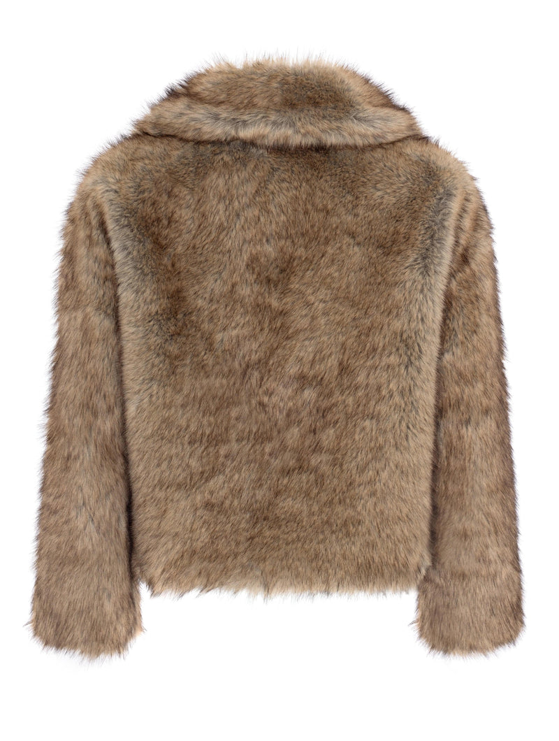 Issy London Sienna brown tipped wide lapel Vegan Jacket