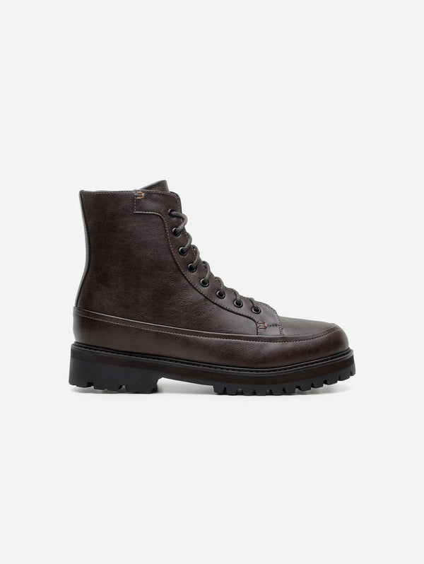 Green Laces Ingmar Unisex Vegan Leather Lace-Up Boots | Espresso UK3 / EU36 / US5