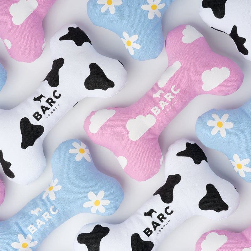 Barc London Squeaky Canvas Dog Bone Toy | Cloud Print