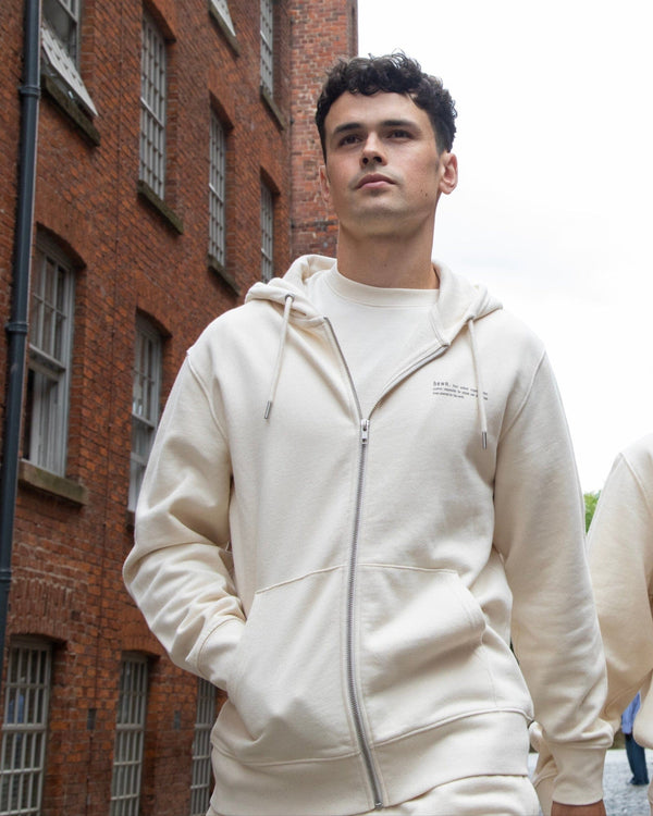 hewn. Mens Organic Cotton Relaxed-fit Zip Hoodie in Natural Cotton