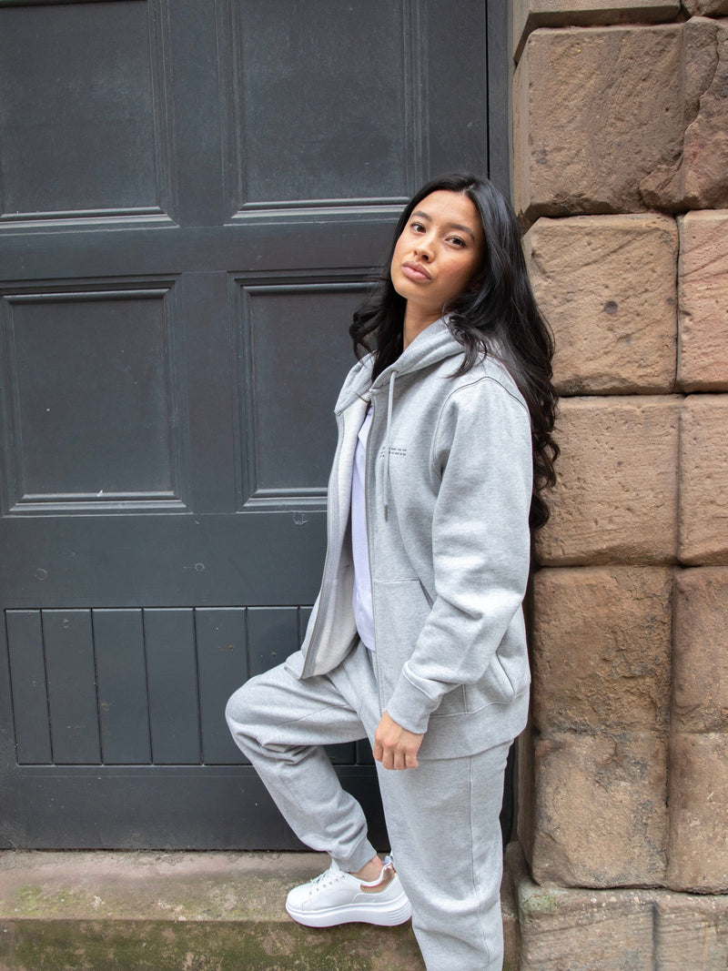 hewn. Womens Organic Cotton Relaxed-fit Zip Hoodie in Rock Grey Marl