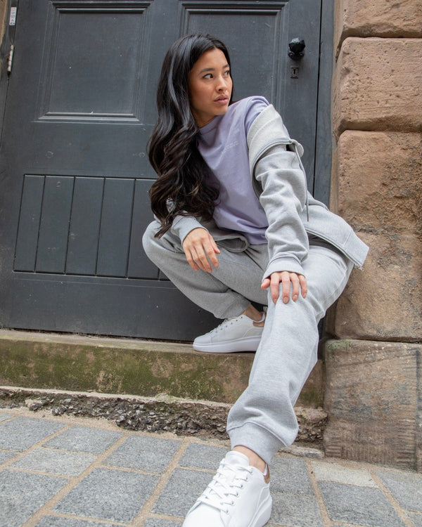 hewn. Womens Organic Cotton Relaxed-fit Joggers in Rock Grey Marl