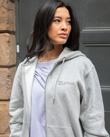 Immaculate Vegan - hewn. Womens Organic Cotton Relaxed-fit Zip Hoodie in Rock Grey Marl
