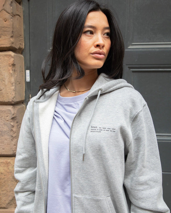 hewn. Womens Organic Cotton Relaxed-fit Zip Hoodie in Rock Grey Marl