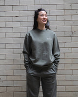 Immaculate Vegan - hewn. Womens Organic Cotton Relaxed-fit Sweatshirt in Pine Green Khaki