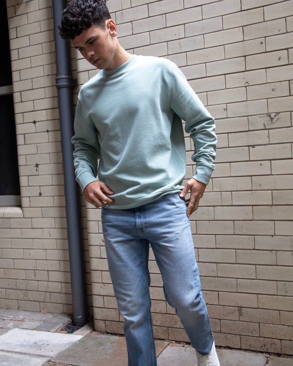 hewn. Mens Organic Cotton Relaxed-fit Sweatshirt in Aloe Green