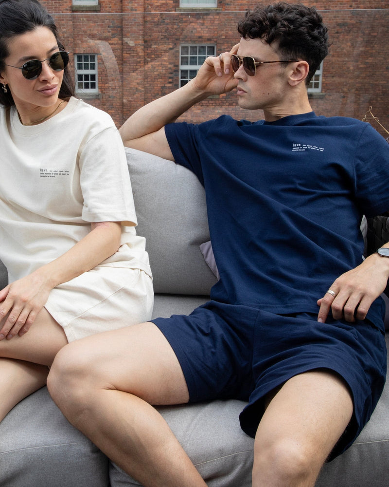 hewn. Mens Organic Cotton Lightweight Shorts in Midnight Navy