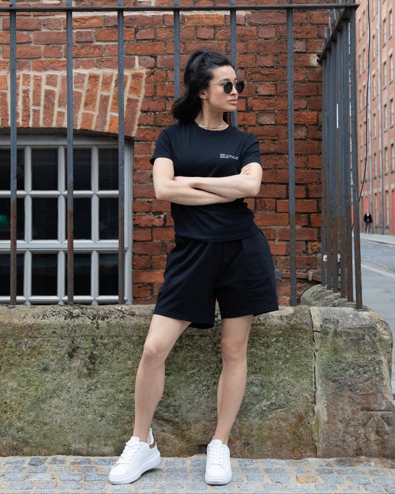 hewn. Womens Organic Cotton Lightweight Shorts in Jet Black