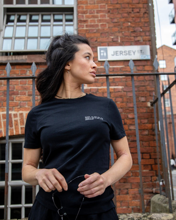 hewn. Womens Organic Cotton Fitted T-shirt in Jet Black