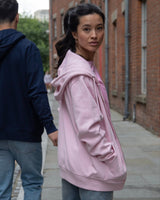 Immaculate Vegan - hewn. Womens Organic Cotton Relaxed-fit Zip Hoodie in Cherry Blossom Pink
