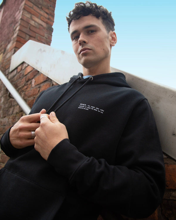 hewn. Mens Organic Cotton Relaxed-fit Hoodie in Jet Black