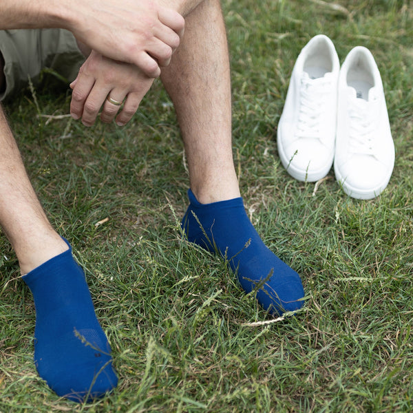 Men’s Organic Cotton Sport Trainer Sock 3 Pack | Orange, Grey and Blue