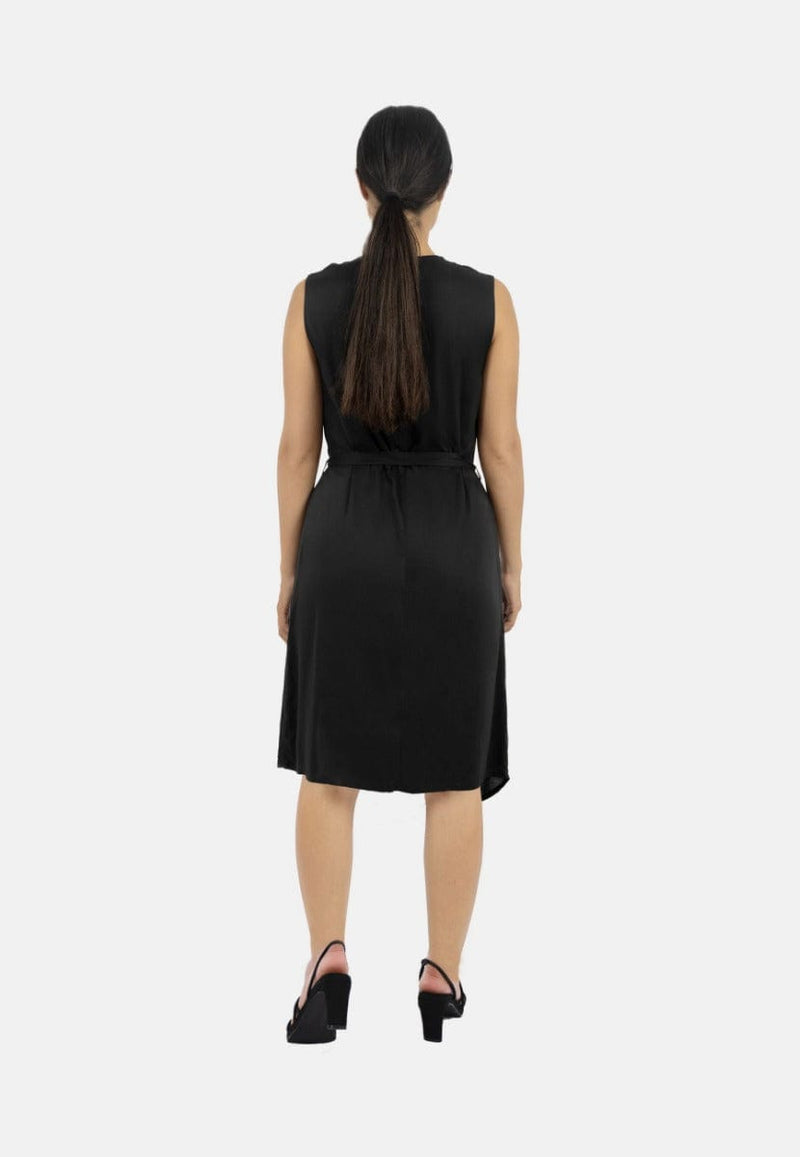 1 People Funchal Asymmetric Wrap Dress Black
