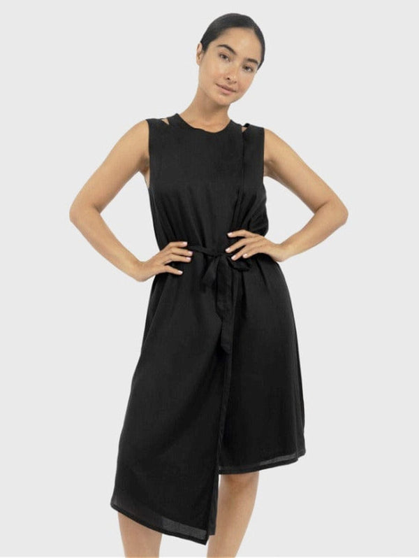 1 People Funchal Asymmetric Wrap Dress Black XS