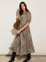 Immaculate Vegan - Lavinia LENZING™ ECOVERO™ Printed Midi Dress | Taupe Leopard