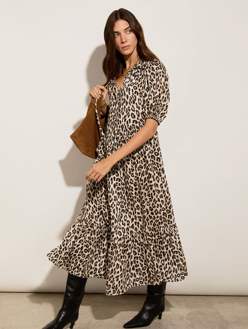 Lavinia LENZING™ ECOVERO™ Printed Midi Dress | Taupe Leopard