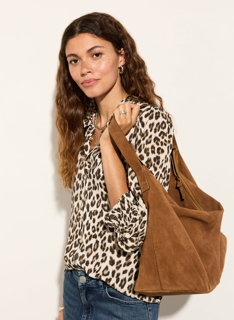 Cela LENZING™ ECOVERO™ Printed Blouse | Taupe Leopard