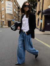 Immaculate Vegan - Baukjen Petite Leonor TENCEL™ Tie Front Wide Leg Jeans | Mid Wash Indigo