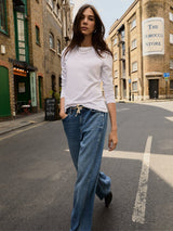 Immaculate Vegan - Baukjen Petite Leonor TENCEL™ Tie Front Wide Leg Jeans | Mid Wash Indigo
