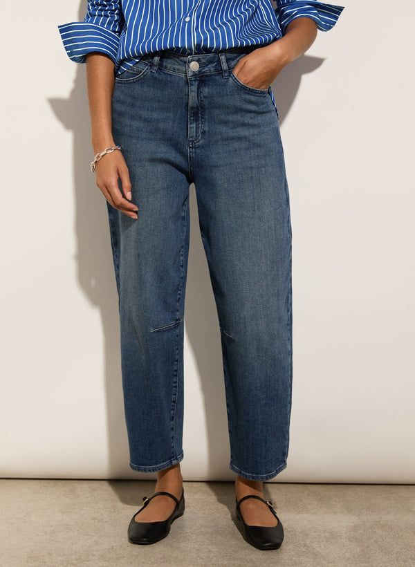 Nixi Organic Cotton Stretch Denim Barrel Jeans | Vintage Wash