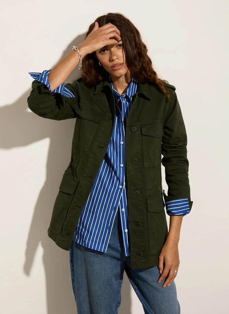 Baukjen Drake Organic Cotton Utility Jacket | Deep Khaki