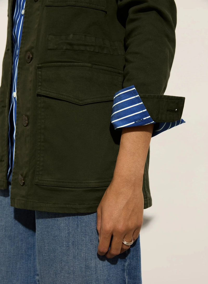 Baukjen Drake Organic Cotton Utility Jacket | Deep Khaki