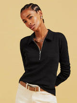 Immaculate Vegan - Baukjen Organic Cotton Zip Collar Top | Black