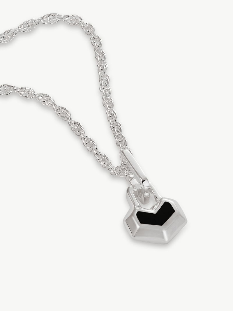 Under Her Eyes MINI DARYL NECKLACE 16" CHAIN <br> Sterling Silver - Onyx Silver / Silver