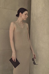Immaculate Vegan - Mila.Vert Knitted ribbed strap dress