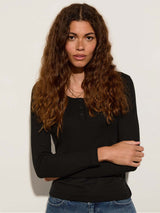 Immaculate Vegan - Baukjen Jamie TENCEL™ Henley Top | Caviar Black