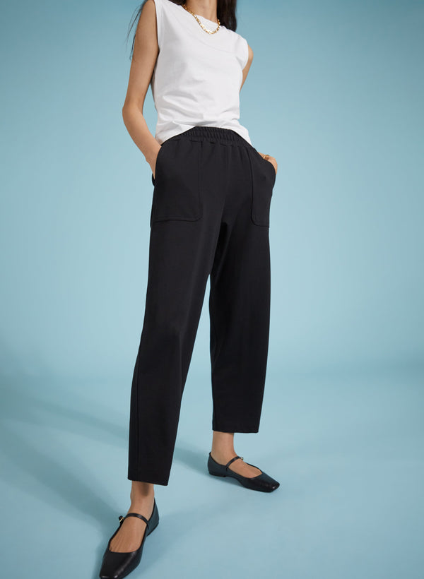 Billie Ponte LENZING™ ECOVERO™ Carrot Leg Trousers | Caviar Black