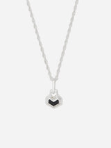 Immaculate Vegan - Under Her Eyes Mini Daryl Sterling Silver 16" Chain Necklace | Onyx Silver / Silver