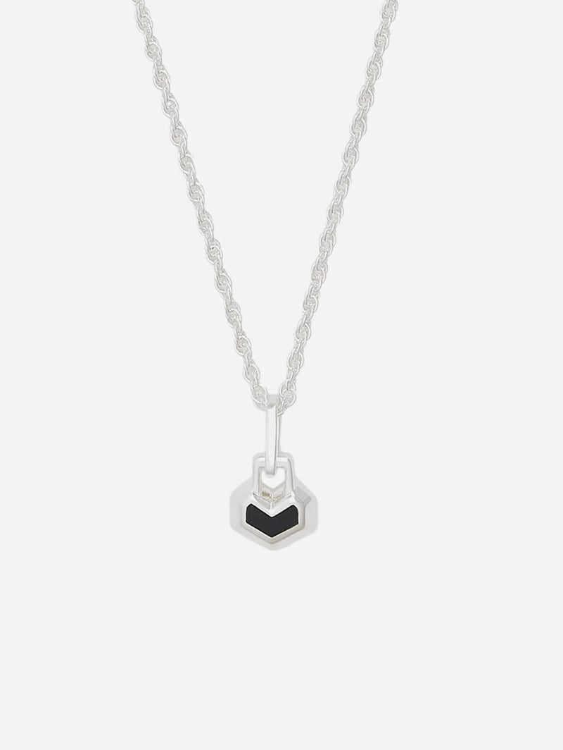 Under Her Eyes Mini Daryl Sterling Silver 16" Chain Necklace | Onyx Silver / Silver