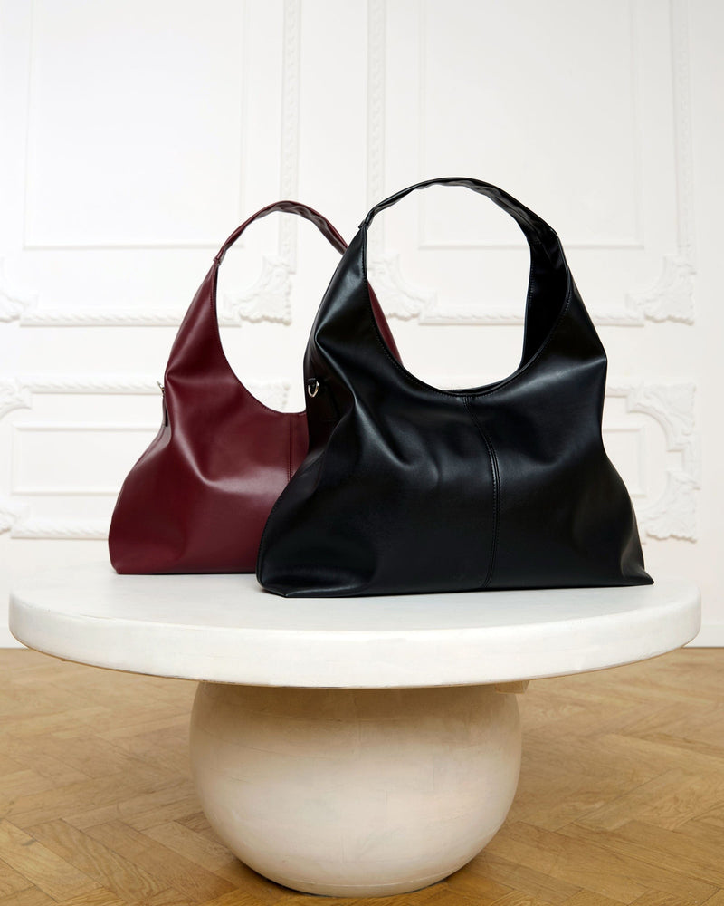 Bohema Bohema Grape Leather Vegan Slouchy Tote Bag | Burgundy