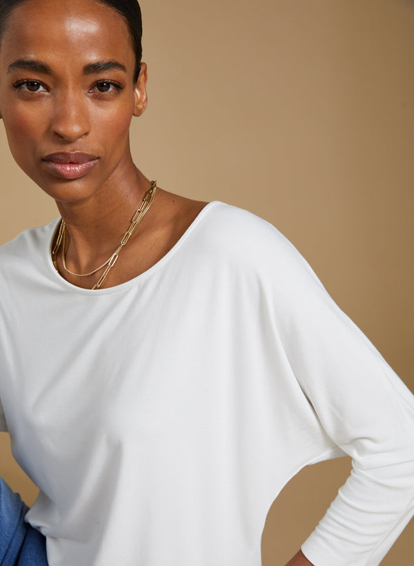 Spenser LENZING™ ECOVERO™ Relaxed Boat Neck Top | Pure White