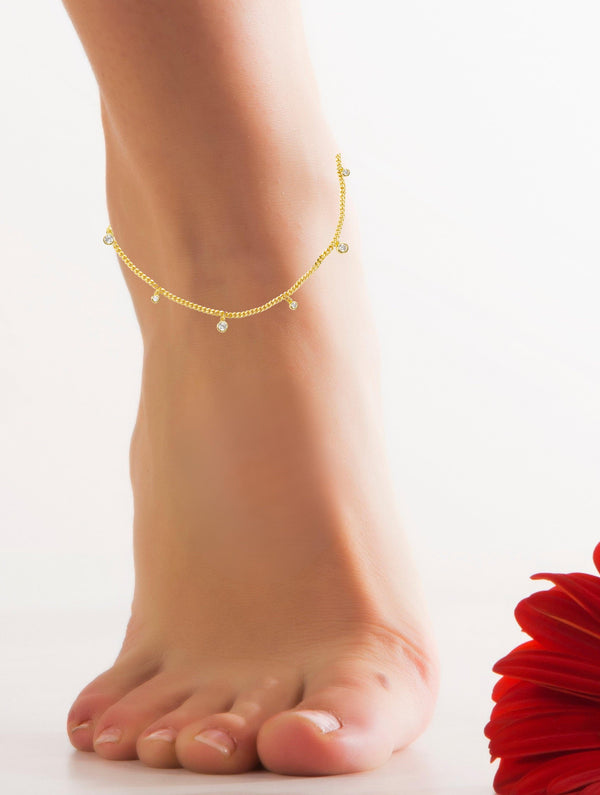 BLOOMTINE Illuminess™ Gold Vermeil 'Apah Water Goddess' Droplet Anklet