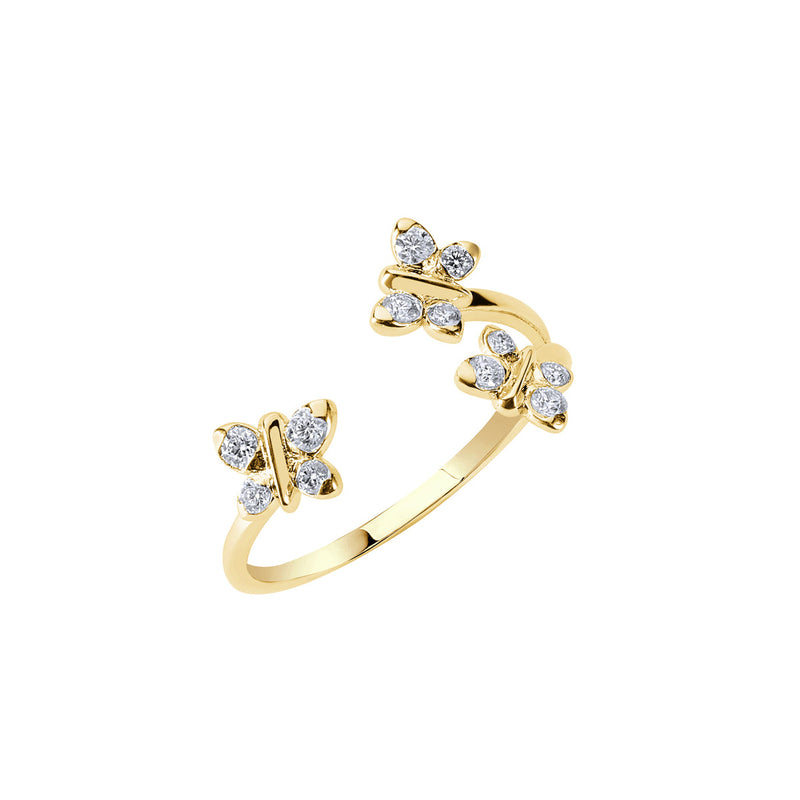Enchanting Flutterfly™ 14K Gold Vermeil Trio Butterfly Ring | Gold