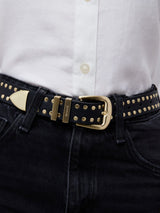 Immaculate Vegan - Votch Ayla Vegan Bio-Based Bamboo Western Studded belt in black XS