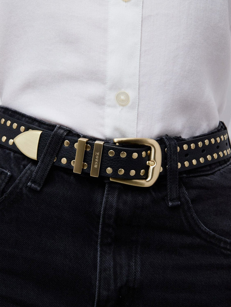 Votch Ayla Vegan Bio-Based Bamboo Western Studded belt in black XS