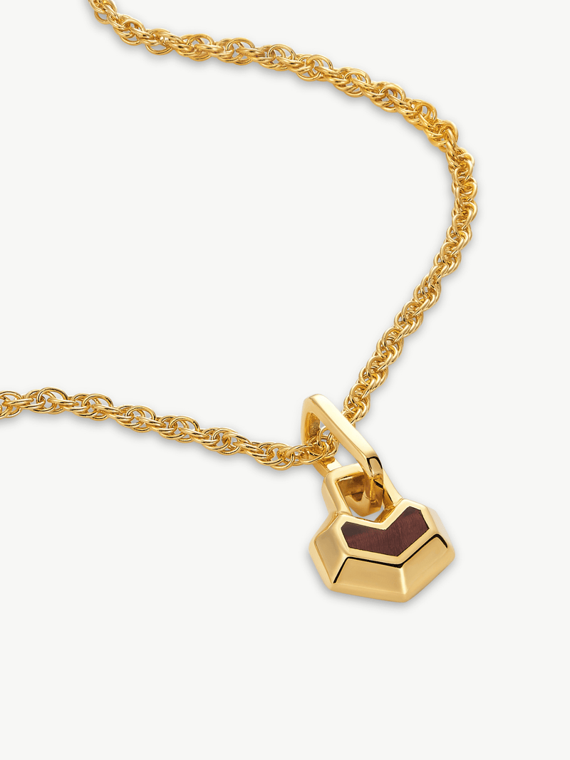 Under Her Eyes MINI DARYL NECKLACE 22" CHAIN <br> 18k Gold Plated - Red Tiger Eye Gold / 18k Gold Plated Silver