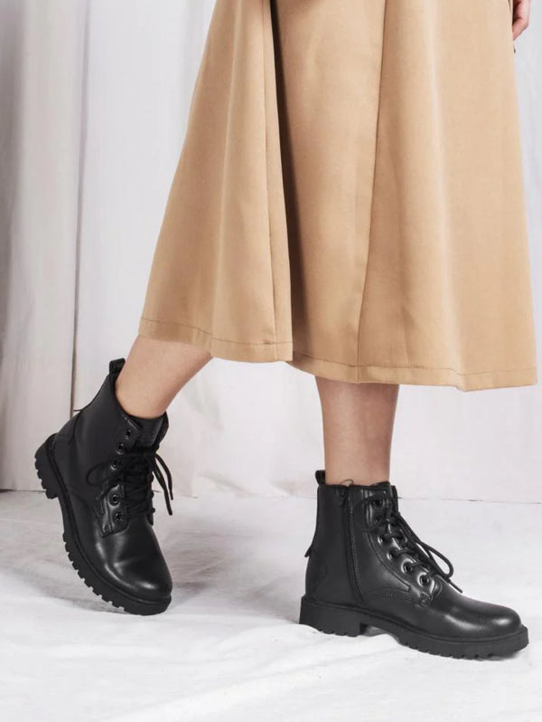 Marca Unisex Vegan Leather Lace Up Boots | Black