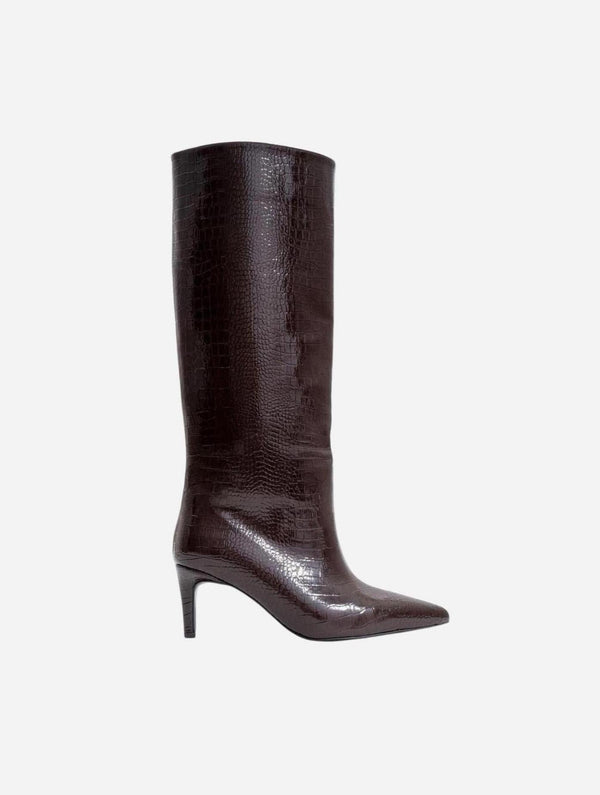 Prologue Shoes Cassandra Brown Pattern High‑Heel Boot (Women)