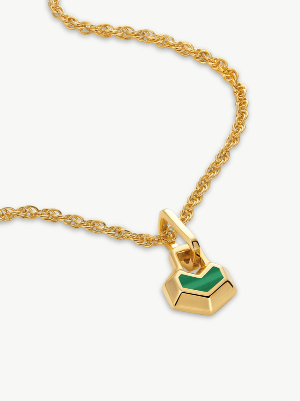 Under Her Eyes MINI DARYL NECKLACE 22" CHAIN <br> 18k Gold Plated - Malachite Gold / 18k Gold Plated Silver