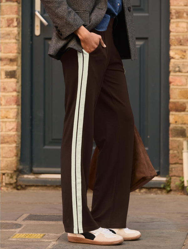 Tippi 2.0 Side Stripe Trousers | Dark Chocolate & Cream