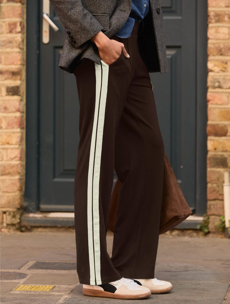Tippi 2.0 Side Stripe Trousers | Dark Chocolate & Cream