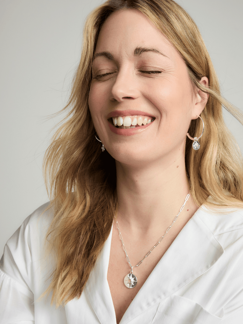 Under Her Eyes ASTRID NECKLACE <br> Sterling Silver - Pink Rhodochrosite Silver / Silver