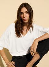 Immaculate Vegan - Ella LENZING™ ECOVERO™ Relaxed V-Neck Top | Pure White